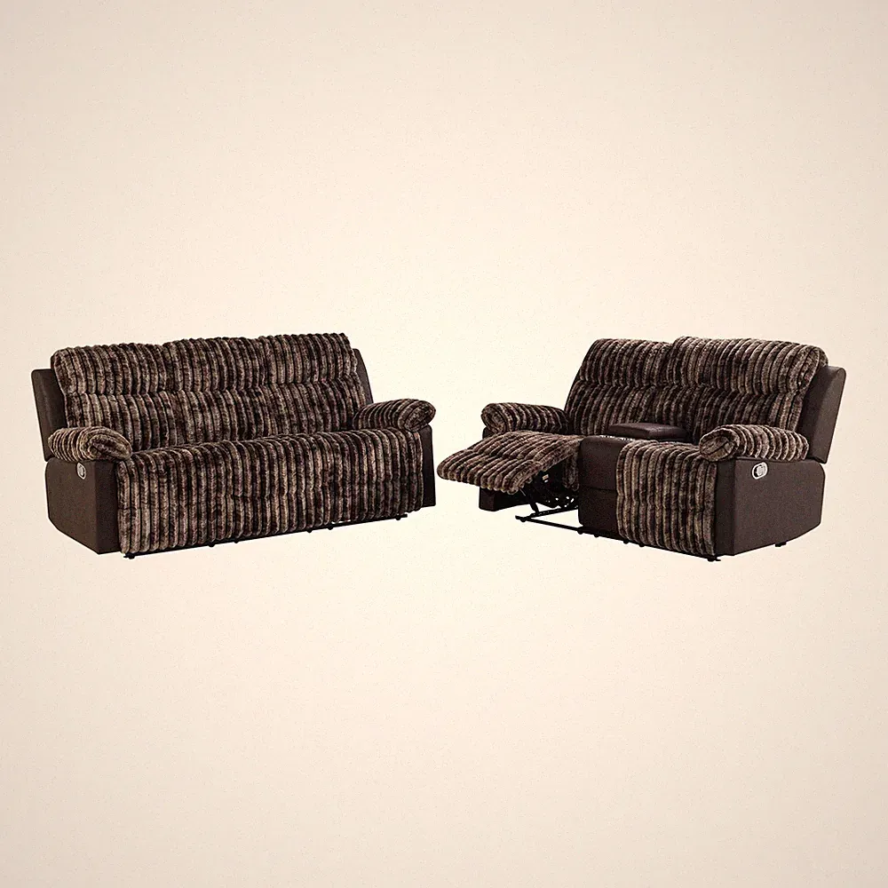 6028 Brown 2PC Reclining Sofa and Loveseat