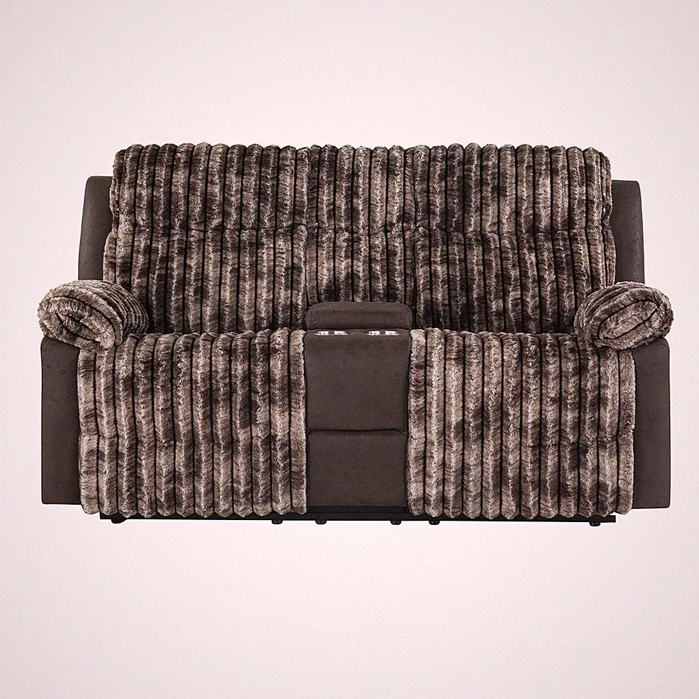 6028 Brown Extra Soft Console Reclining Loveseat