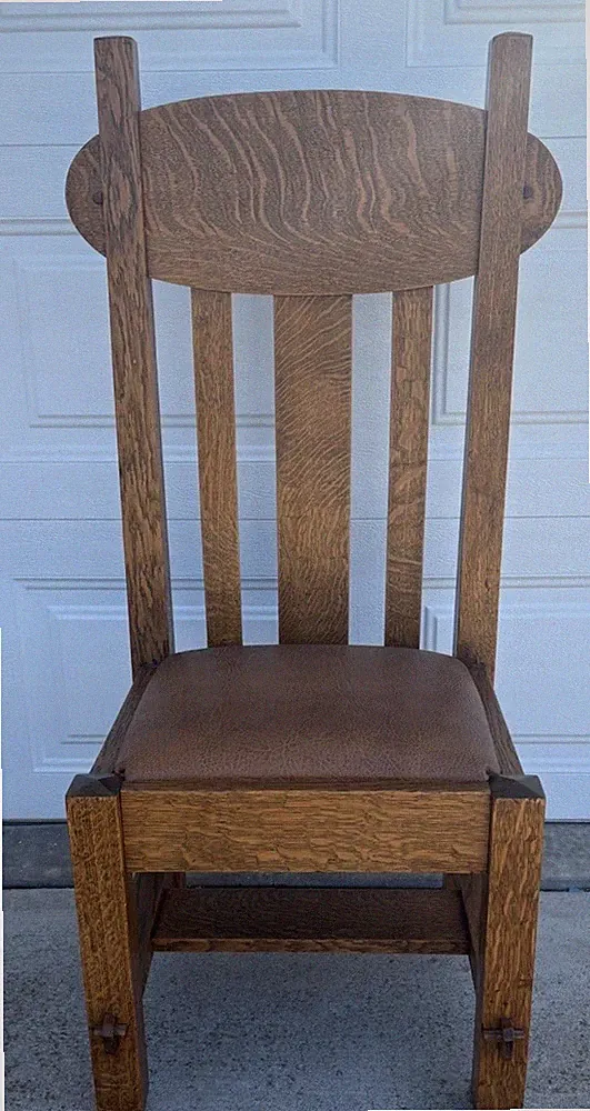 Antique Arts & Crafts Tiger Oak Quarter Sawn Side Chair Mission
