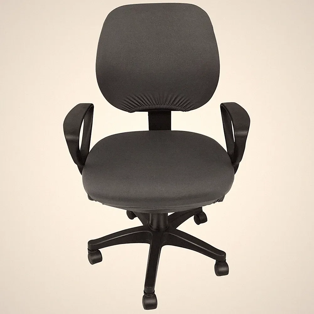 Elastic Split Chair Cover Deep Grey Polyester Protector for Office Use