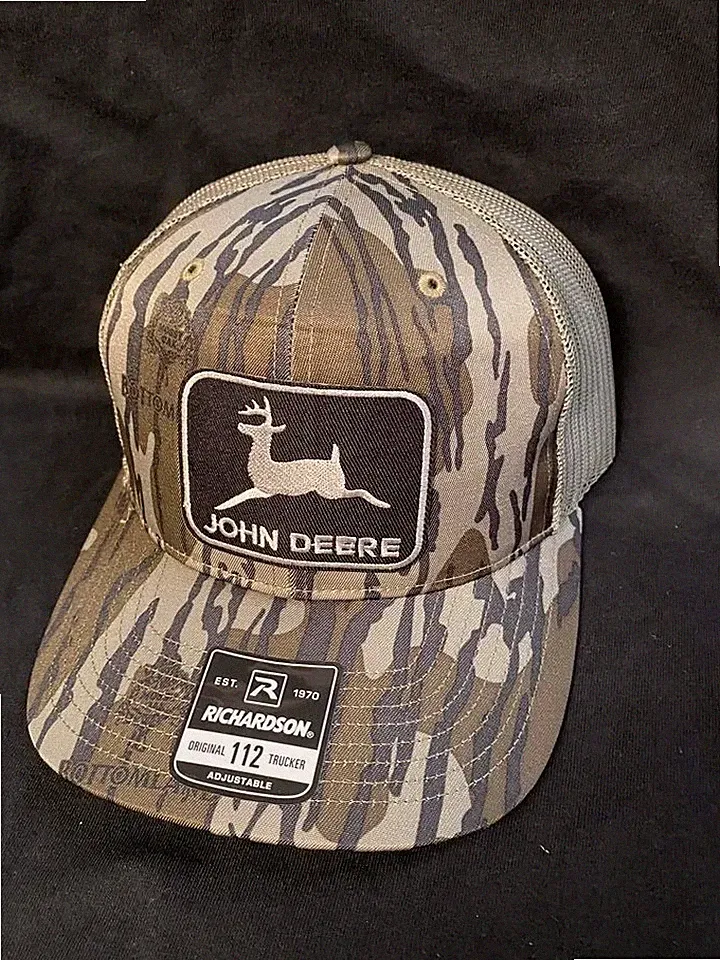 John Deere embroidered patch Mossy Oak Bottomland Camo richardson 112 Hat