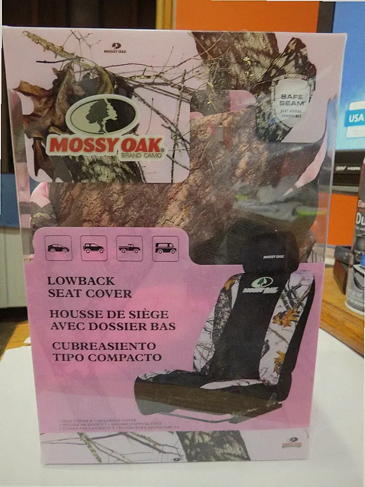 Mossy Oak PINK Camo Low back Seat/Headrest Cover Fits Most Car Truck SUV Van NIB