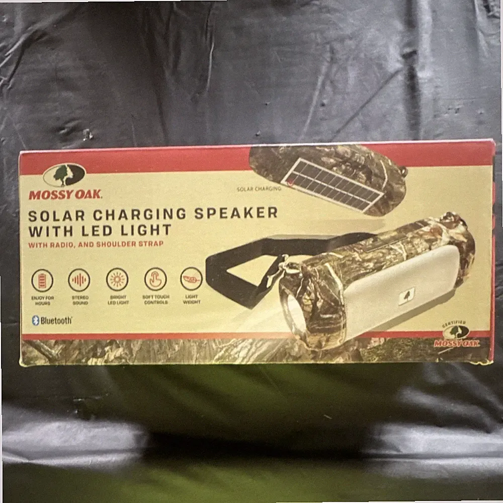 Mossy Oak Solar Charging Bluetooth Speaker, LED Light, Camouflage, USB