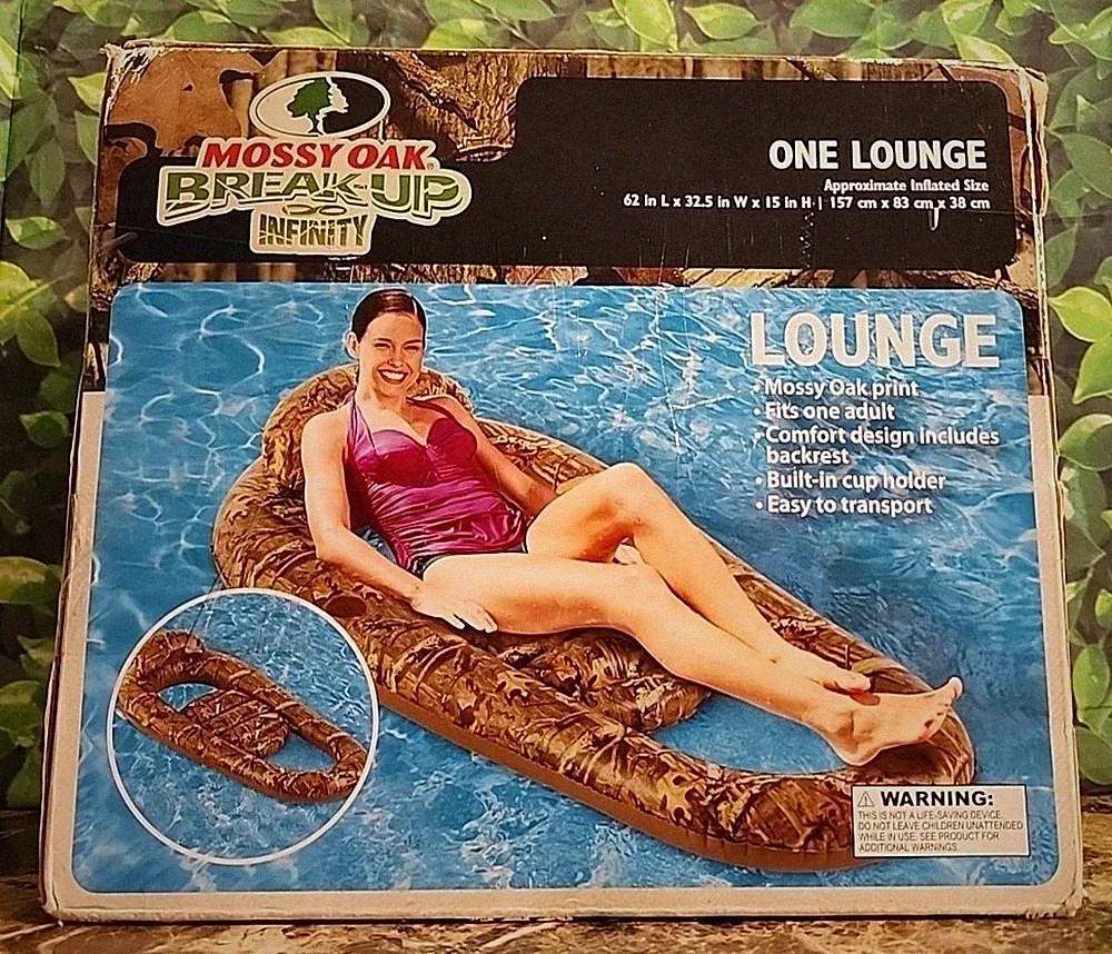 NIB Mossy Oak Pool Float Break-Up Infinity Mesh Lounge Cup Holder
