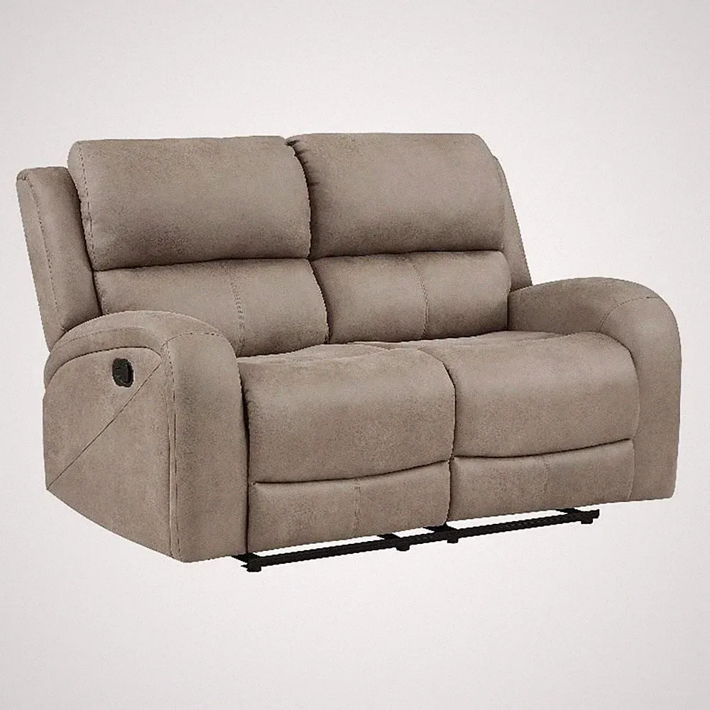 Patsy 62 Inch Manual Double Recliner Loveseat- Tufted Brown Microfiber