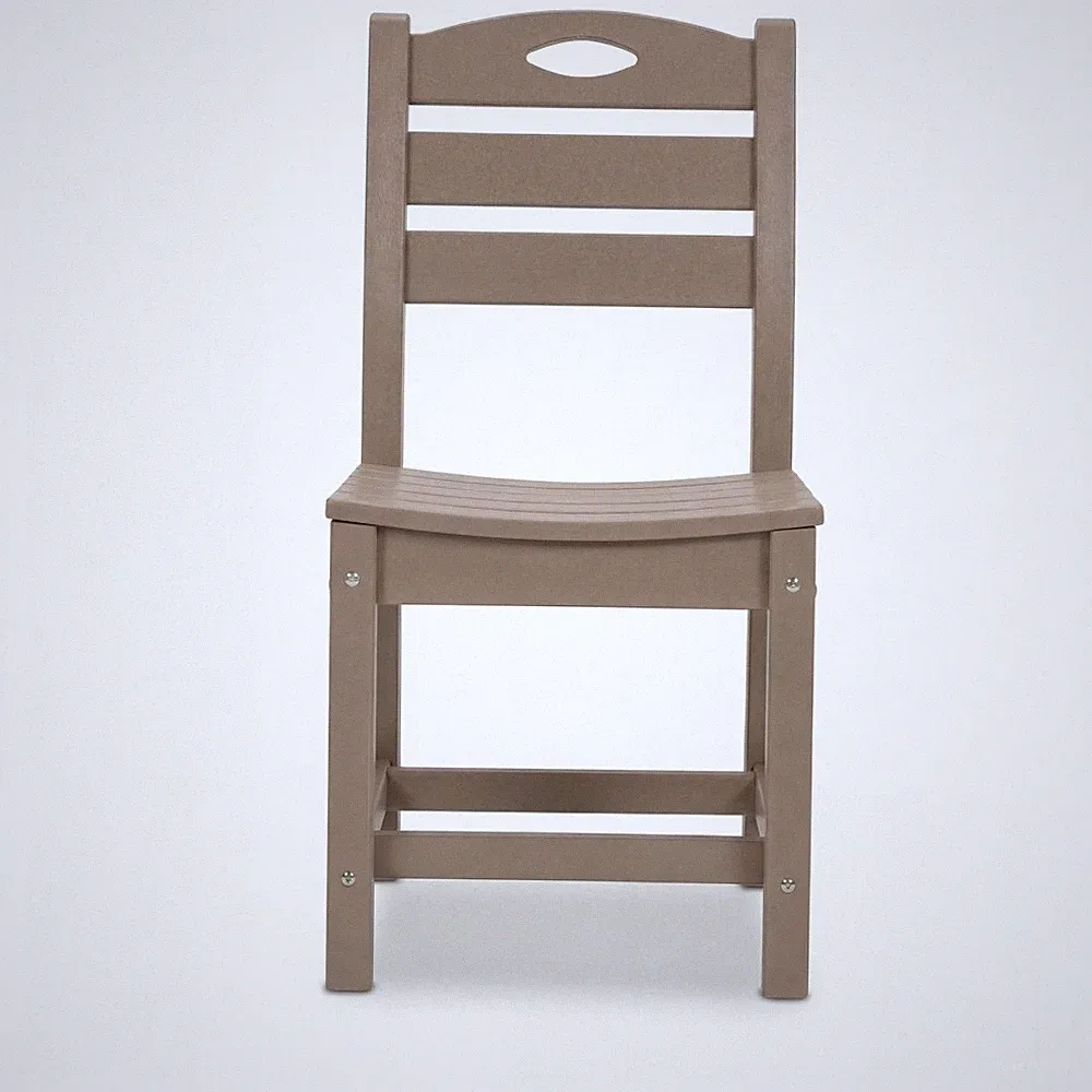Rustic Brown HDPE Armless Patio Dining Chairs Set of 2 All Weather Outdoor